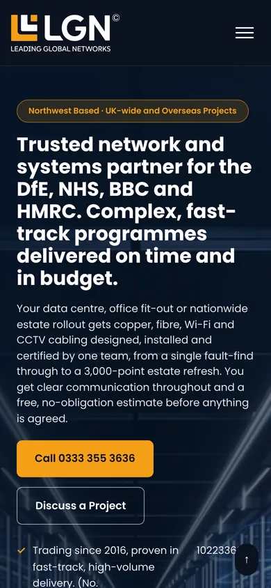 LGN Ltd home page on a mobile phone