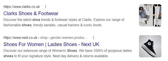 Product image shown in Google search results